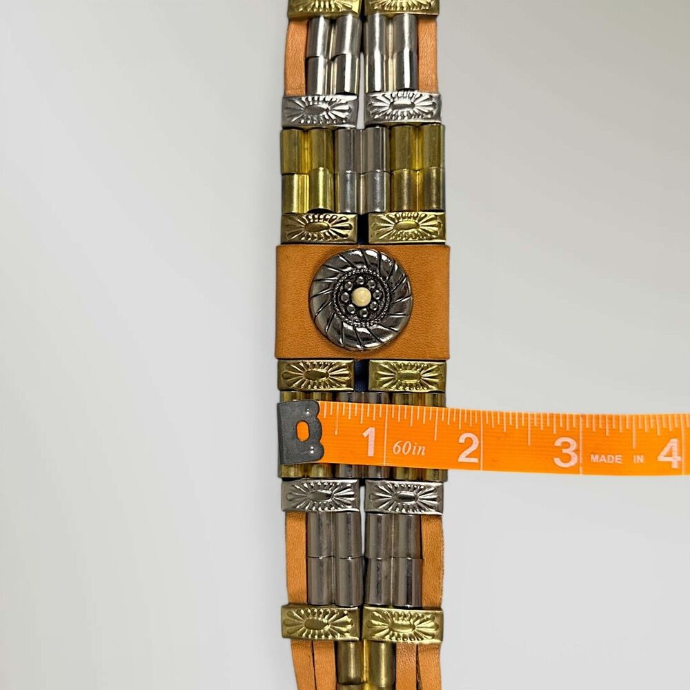 Vintage Western Concho Belt Argentina Leather S/M Boho Y2K Metal Stud Waist Belt - Picture 7 of 7